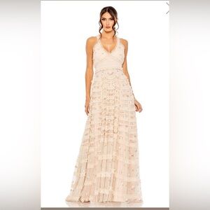 Mac Duggal 8037 halter neckline ruffle dress size 6